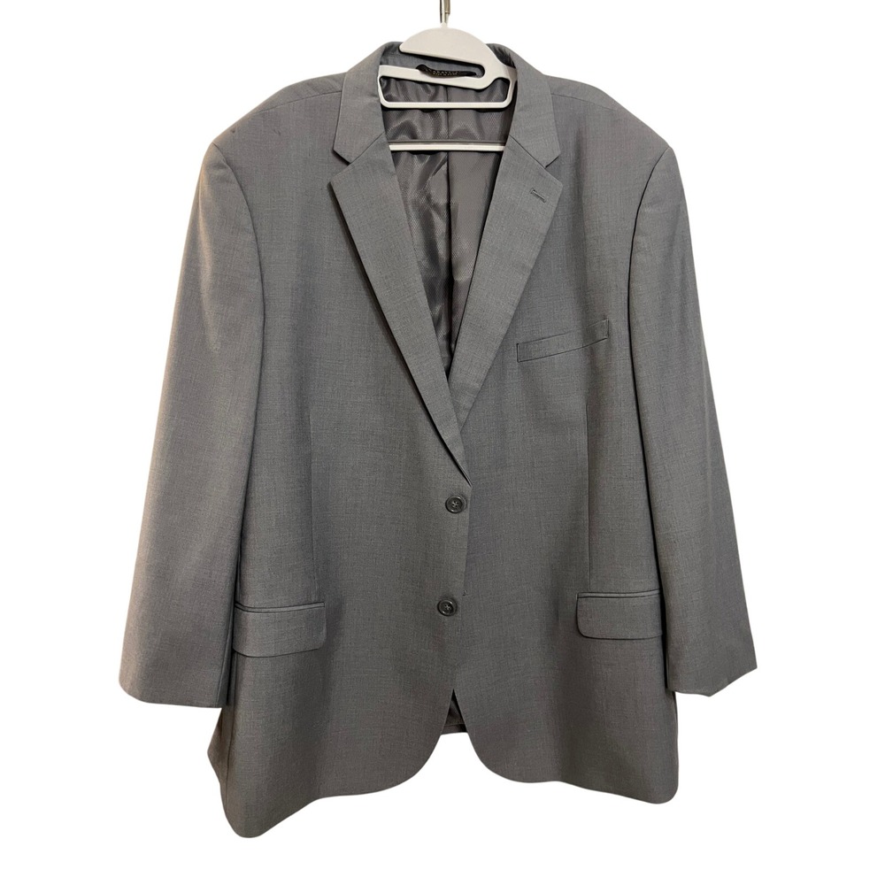 Caravelli‎ Light Grey Oxford 2B Suit Jacket Blazer Men's Size 50R 46W